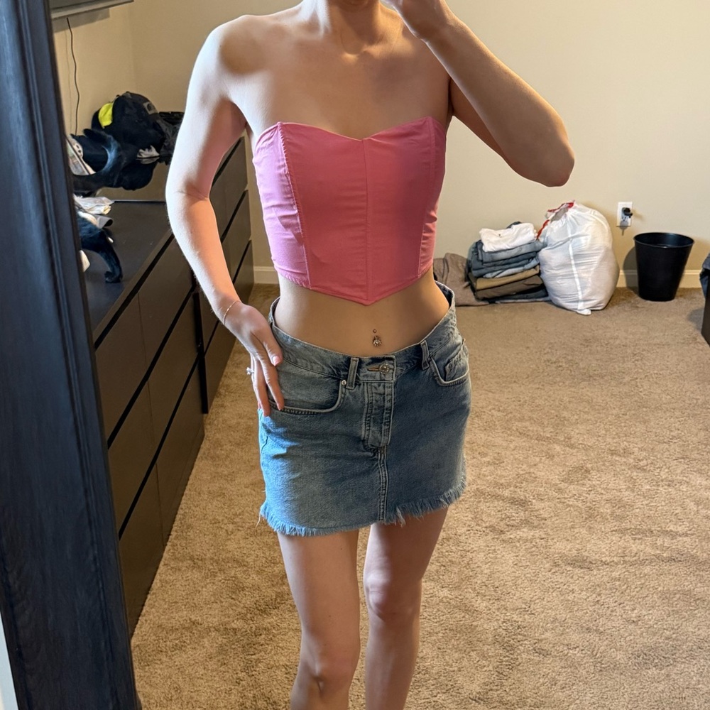 Pink Strapless Corset Top